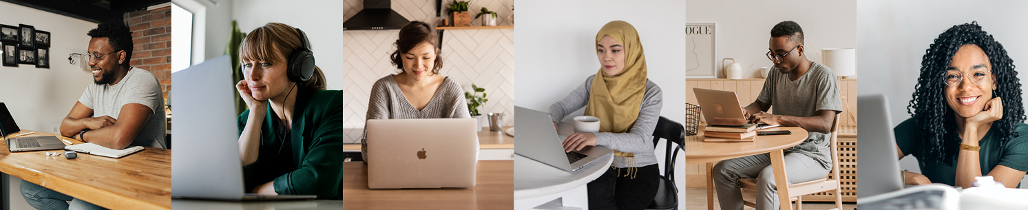 Snapshots of people on laptops